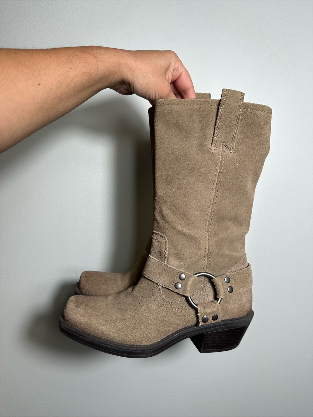 1976 Suede Leather Biker Boots Size 6